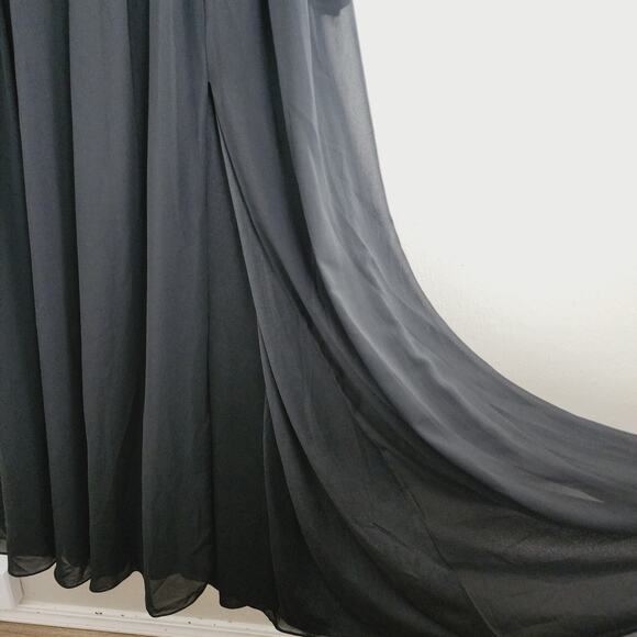 NEW Ieena For Mac Duggal Black Embellished Bead Shoulder Blouson Sleeve Gown - Picture 8 of 14